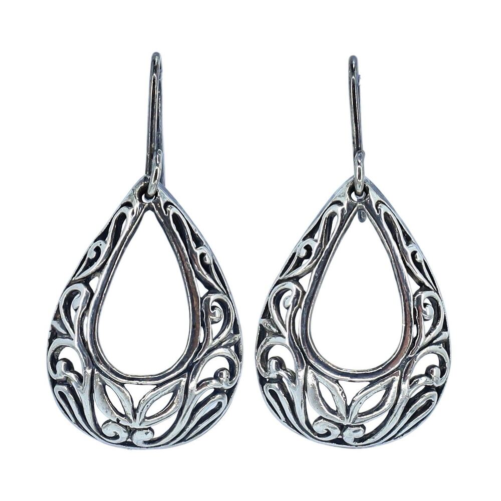 Jezlaine Sterling Silver Earrings Filigree 1.25 in, 2.7g